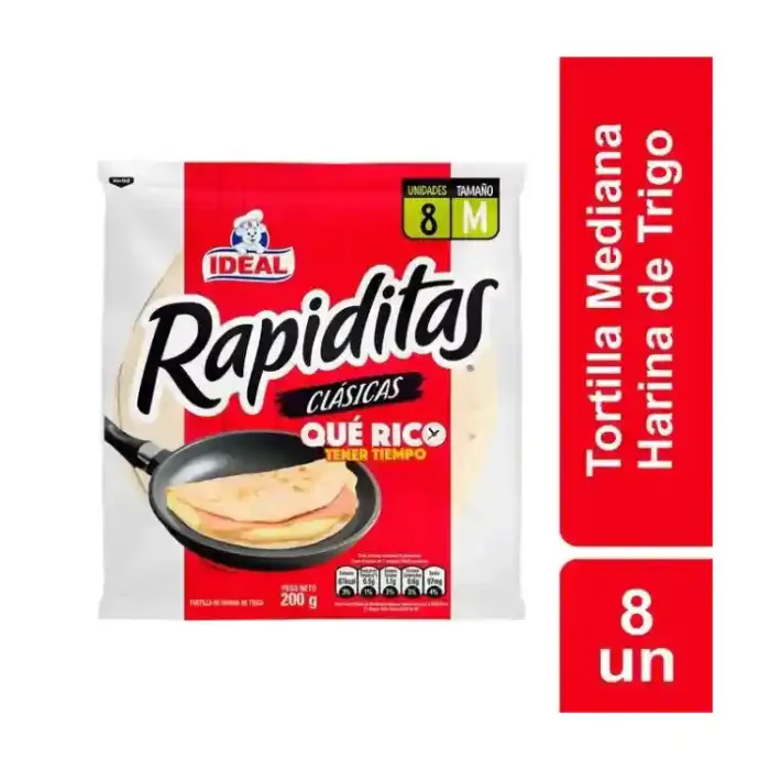 Tortillas rapiditas medianas 200 grs 8 un